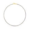 Yellow and lilac braided thread Necklace with silver vermeil clasp Efecttous