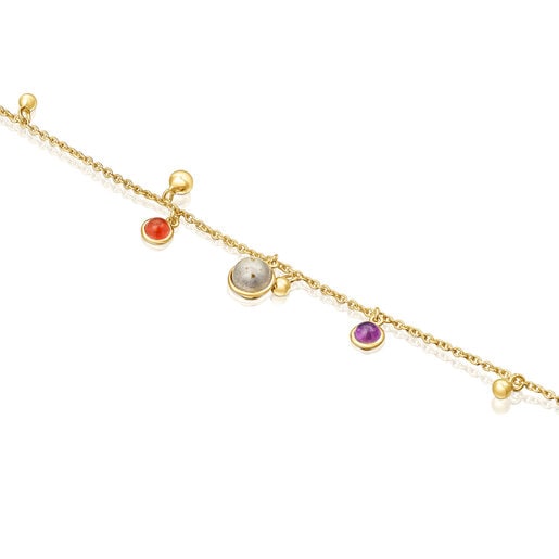 Pulsera con baño de oro 18 kt sobre plata, motivos y gemas Plump