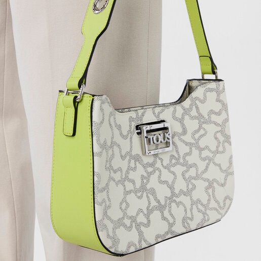 Beige and lime green Kaos Legacy Shoulder bag