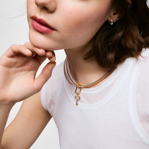 27 mm Pendant with 18kt gold plating over silver and key motif TOUS Unlock