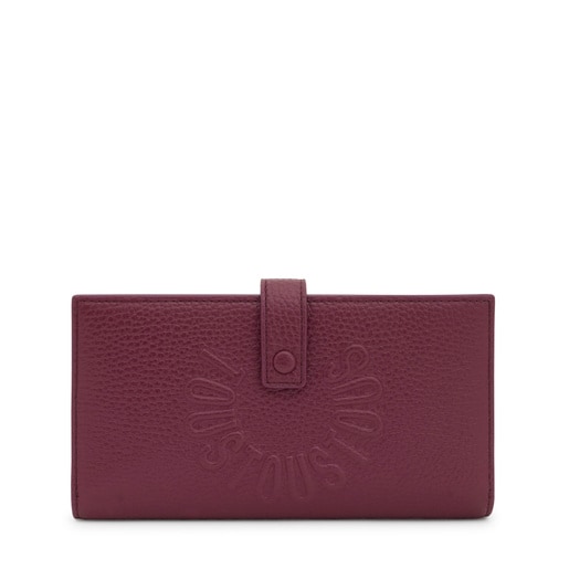 Portefeuille Flap en cuir bordeaux grand TOUS Miranda