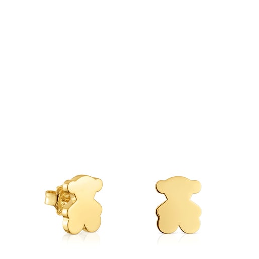 Pendientes oso con baño de oro 18 kt sobre plata 12 mm Sweet Dolls