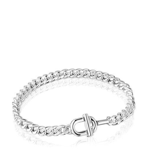Large TOUS MANIFESTO curb chain Bracelet in silver