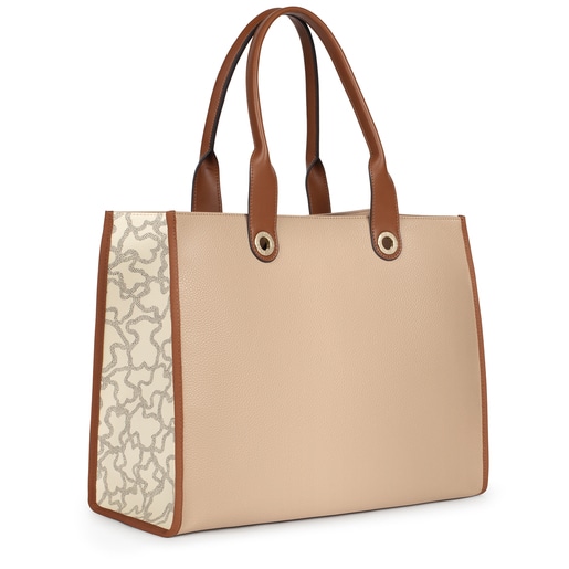 Borsa shopping grande Amaya Kaos Icon marrone e beige