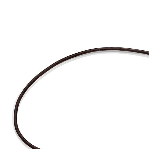 Колье Hold из вермеля и коричневой кожи с кольцами