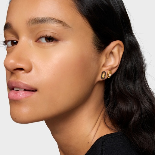 Aretes con baño de oro 18 kt sobre plata y espinelas Camille