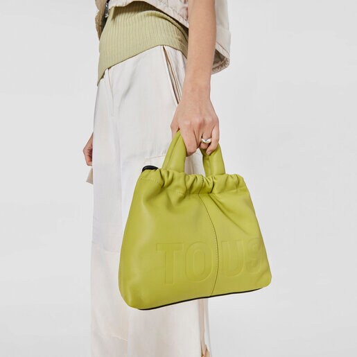ライムグリーンのレザー製ミディアム・ワンショルダーバッグ TOUS Cloud