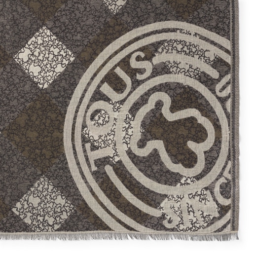 Lenço Kaos Mini Stamp Jacquard castanho