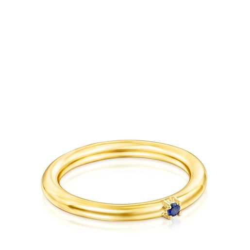 טבעת TOUS Ring Mix מוורמיל כסף עם אבן ספיר כחולה