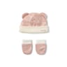 Baby hat and mittens set in Arc pink