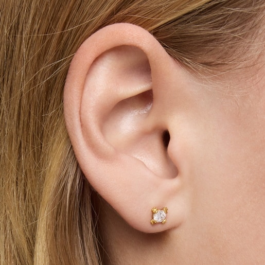 6mm 18kt gold plating over silver Earrings with lab-grown diamonds TOUS Color Lab