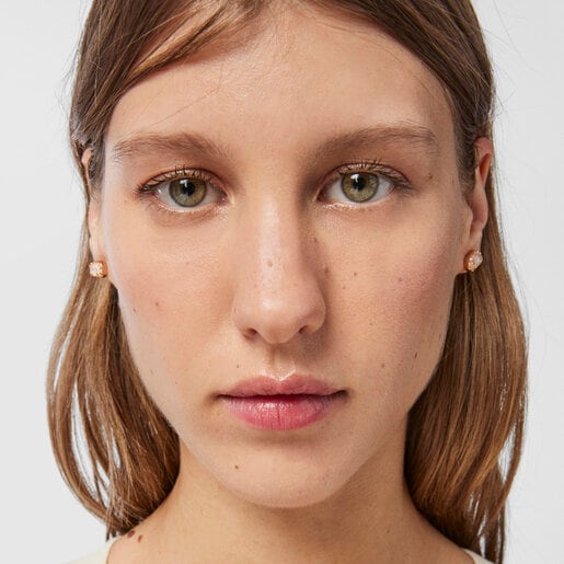 Rose Vermeil Silver TOUS Join Earrings with hidrotermal quartz