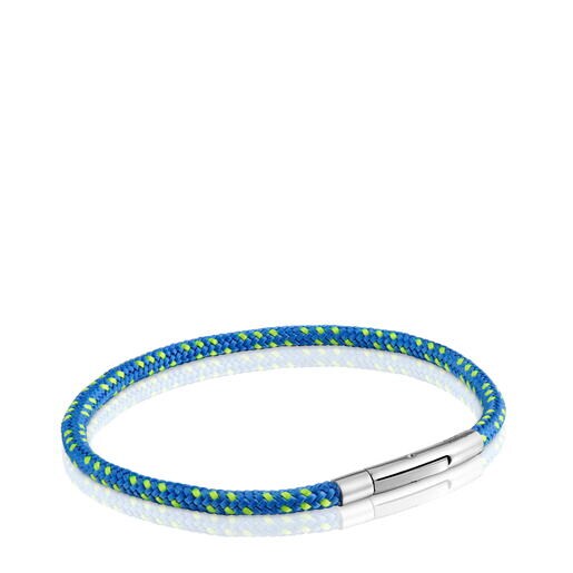 Pulsera con cordón azul y acero TOUS Basics