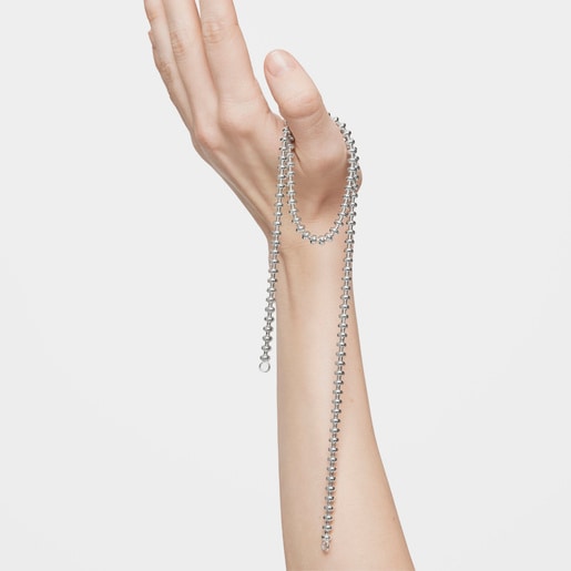 Hold Oval 51.5 cm short silver Necklace with ball motifs