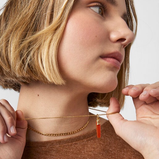 Silver vermeil Oceaan Color Pendant with carnelian