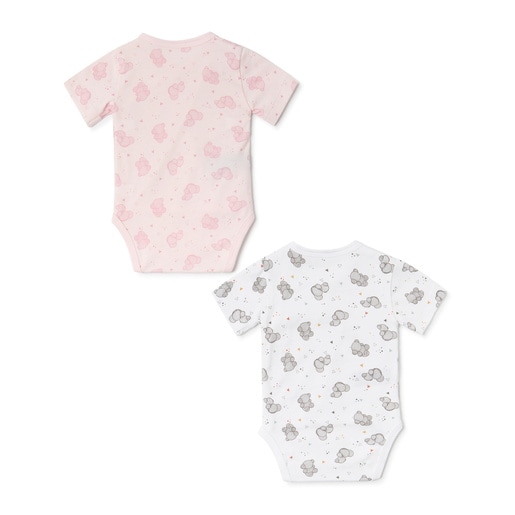 Pack of wrap-over baby bodysuits in Pic pink