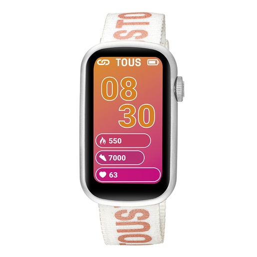Smartwatch T-Band mit zwei Armbändern aus Nylon und Silikon in Rosa