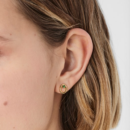 TOUS Hav earrings in gold with tsavorite gems | TOUS