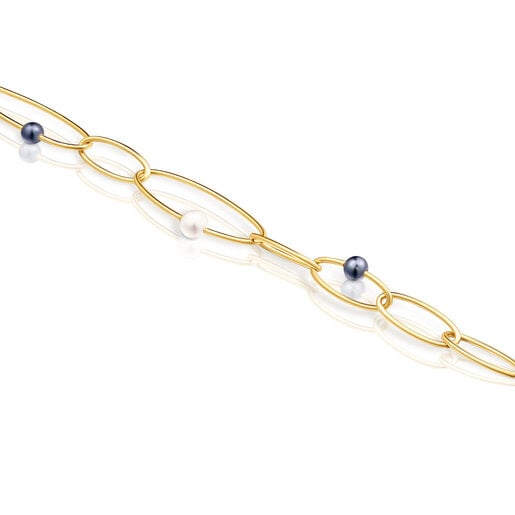 Pulsera con baño de oro 18 kt sobre plata y perlas cultivadas Elipse