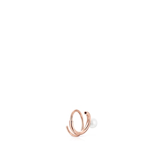 Earcuff TOUS Basics con baño de oro rosa de 18 kt sobre plata con Perla