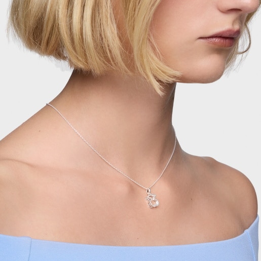 Collar corto de plata y metacrilato blanco Galaxy