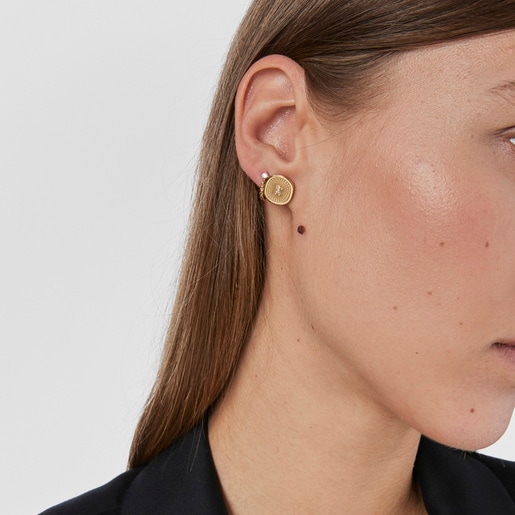 Gold Oursin Earrings with 0.02ct diamonds
