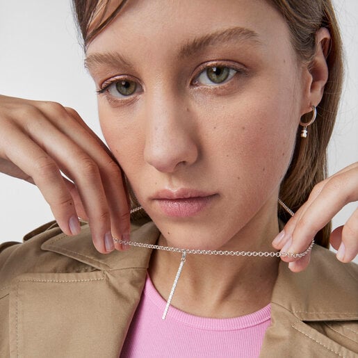 Серебряная подвеска в виде полоски Straight