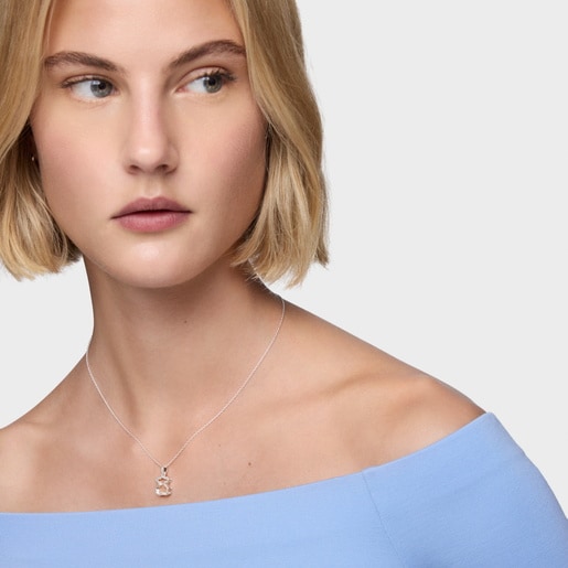 Collar corto de plata y metacrilato blanco Galaxy