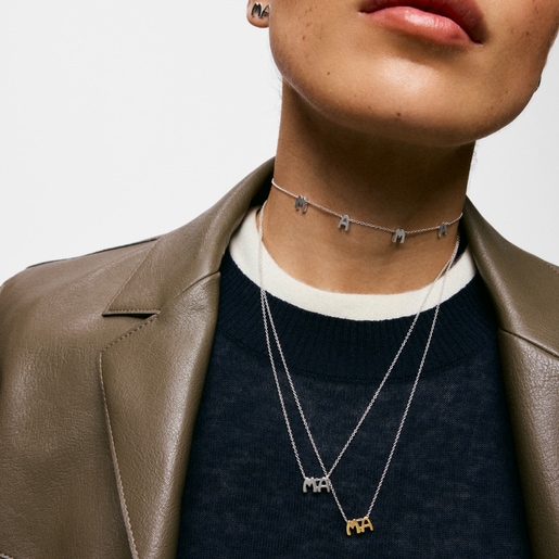 Short silver Necklace with motifs TOUS Mama