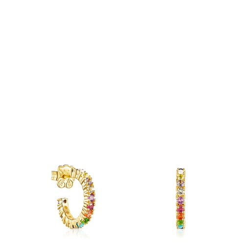 Серьги-обручи Straight Color из вермеля с драгоценными камнями