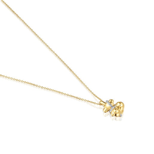 Kurze Bären-Halskette Lligat aus Gold und Diamanten