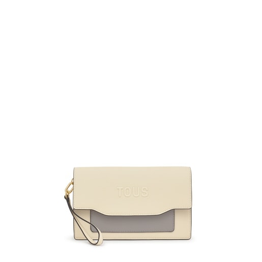 Beige and gray Audree Clutch bag Saffiano