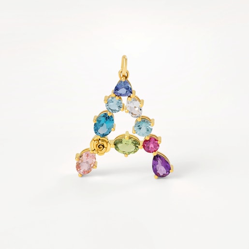 Pingente em ouro letra A com pedras preciosas TOUS ATELIER