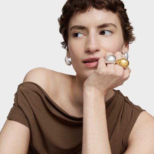 Wide Dome ring with 18kt gold plating over silver Warm