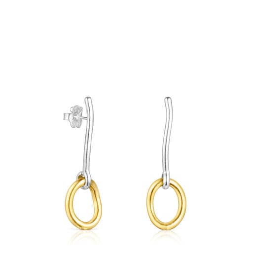 Pendientes bicolor con anilla con baño de oro 18 kt sobre plata TOUS Hav