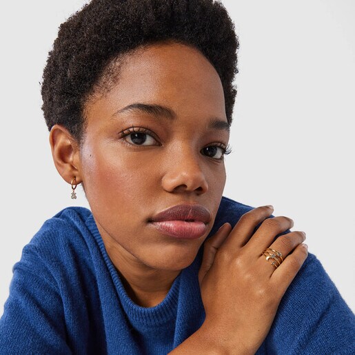 ゴールドコーティングシルバーにダイヤモンドがついたスターリングセット Nocturne