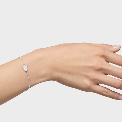 Silver Chain bracelet with tulip TOUS Motifs