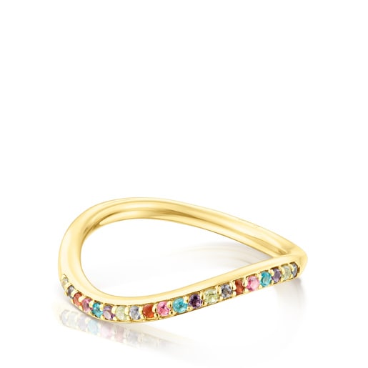 Anell TOUS Vibrant Colors amb bany d'or 18 kt sobre plata i pedres precioses