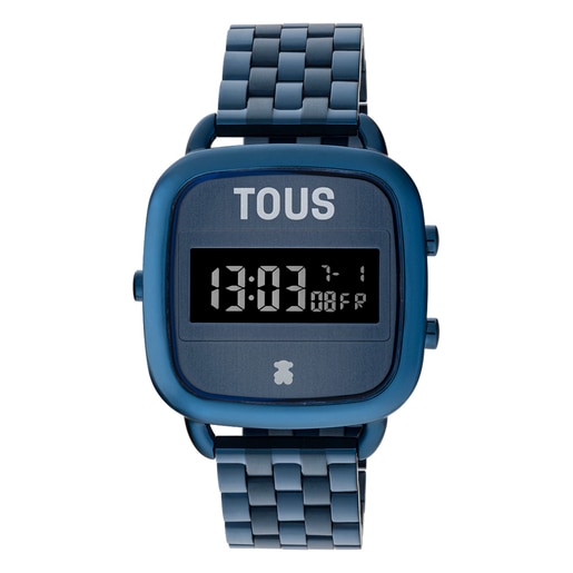 Montre numérique D-Logo avec bracelet en acier IP bleu