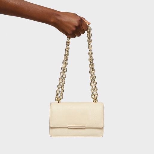 Small beige leather Crossbody bag Audree Leather