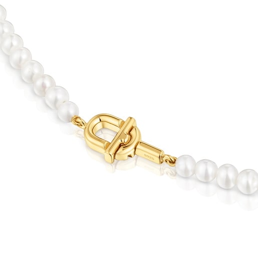 Short cultured pearl Necklace with 18kt gold plating over silver TOUS MANIFESTO