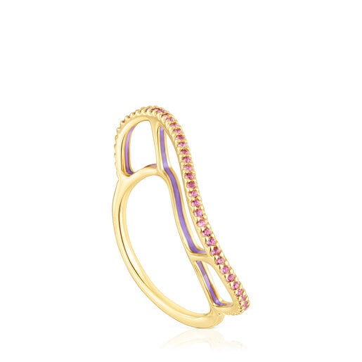 Silver vermeil Gregal ring with rhodolites