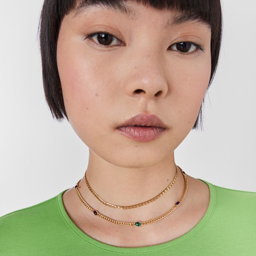 Collar con baño de oro 18 kt sobre plata y gemas Tamara Falcó X TOUS