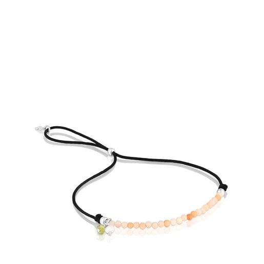 Armband Camille aus schwarzem Nylon mit Quarziten