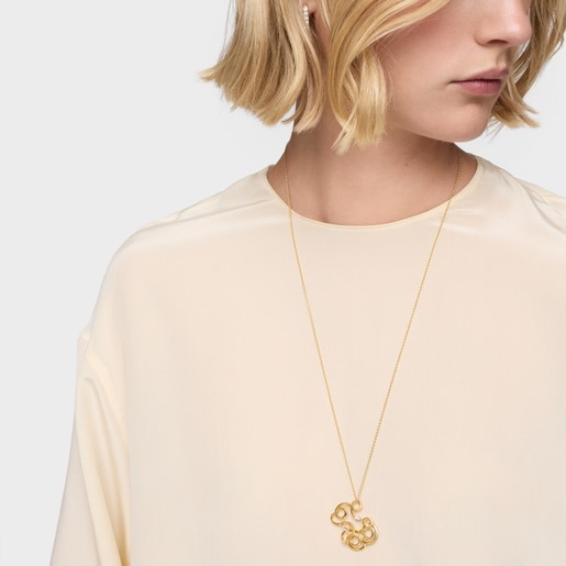 18ktゴールドコーティング・シルバーに、ラボグロウンダイヤモンドを添えた35 mm大のベア・ペンダントトップ Lio LGD