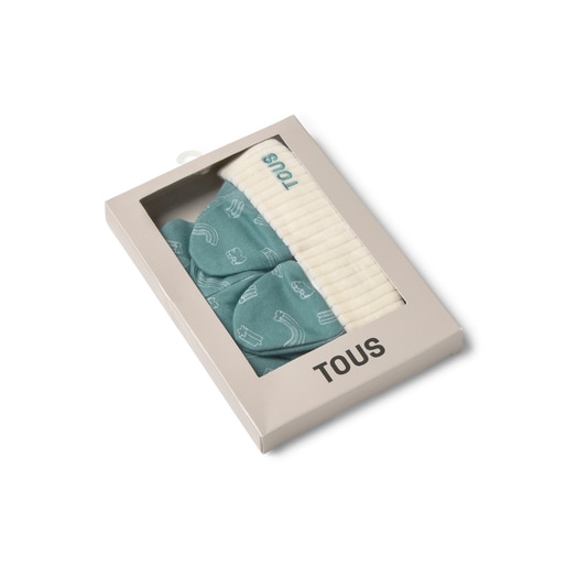 Baby hat and mittens set in Arc mist