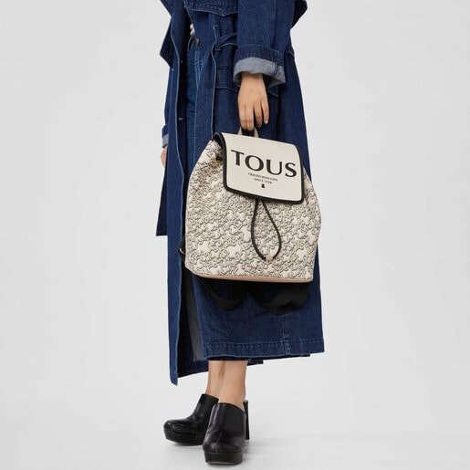 Beige TOUS Kaos Mini Evolution Flap Backpack