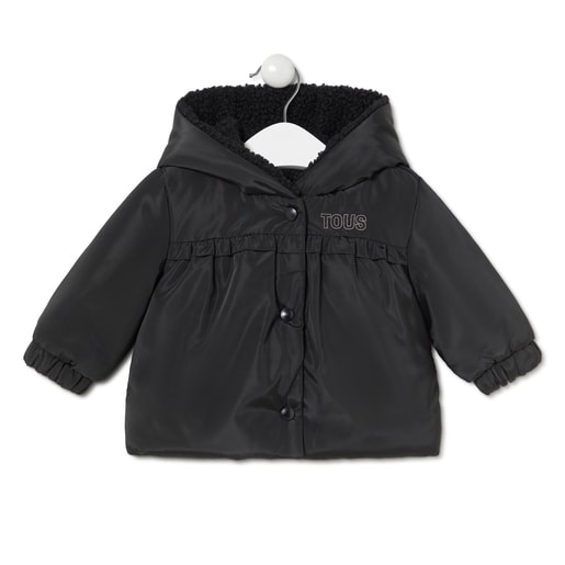 Hooded coat in Party black