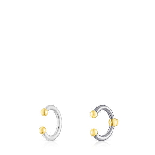 Pack de Earcuffs de dark silver con baño de oro 18 kt sobre plata St. Tropez