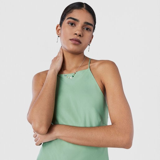 Collar Fragile Nature de plata y gemas